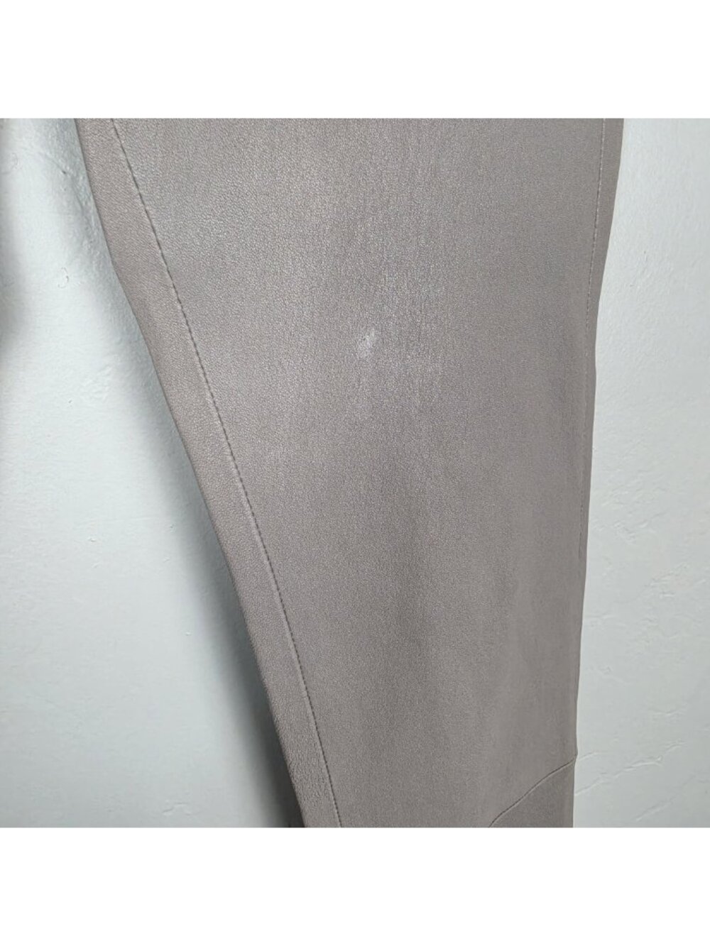 Helmut Lang Lamb Leather Pull On Pants Leggings Stretch Gray Taupe Size 6 - Picture 9 of 16